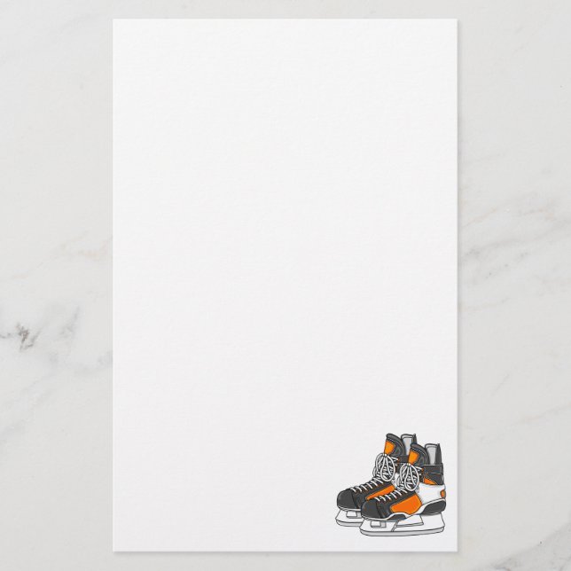 Orange Hockey-Skate Briefpapier (Vorderseite)