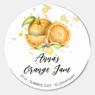 *~* Orange Homemade Jelly Jam Preserve AP30 Runder Aufkleber