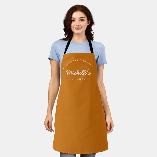 Orange Homemade mit Liebe Custom Your Kitchen Schürze (Getragen)
