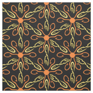 Orange Hook Yellow Hook Yellow Fish Blume Patter Stoff