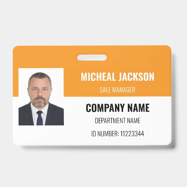Orange Horizontale Corporate ID-Abzeichen Ausweis (Vorderseite)