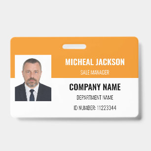 Orange horizontale Unternehmens-ID-Ausweis Ausweis