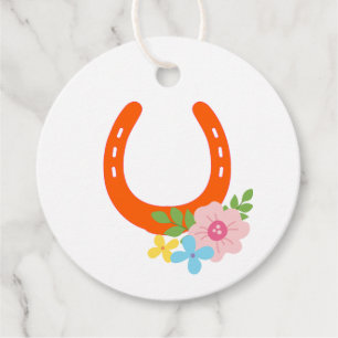 Orange Horseshoe Blume Pferdestall Moderner Spaß Geschenkanhänger
