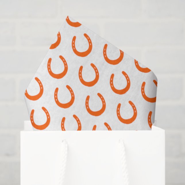 Orange Horseshoe Silhouette Moderne Pferde Barspas Seidenpapier (Geschenktüte)