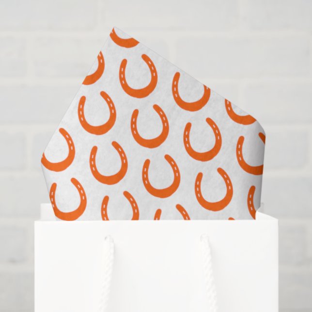 Orange Horseshoe Silhouette Moderne Pferde Barspas Seidenpapier (Geschenktüte)