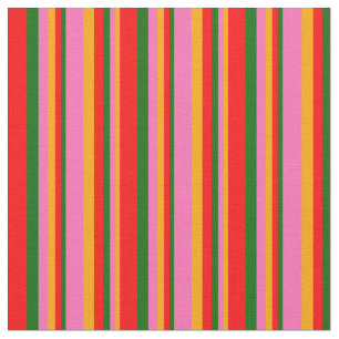 Orange, Hot Pink, Dunkelgrün und Rotmuster Stoff
