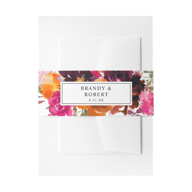 Orange, Hot Pink & Lila Fall Floral 1 Einladungsbanderole (Vorderseite Beispiel)