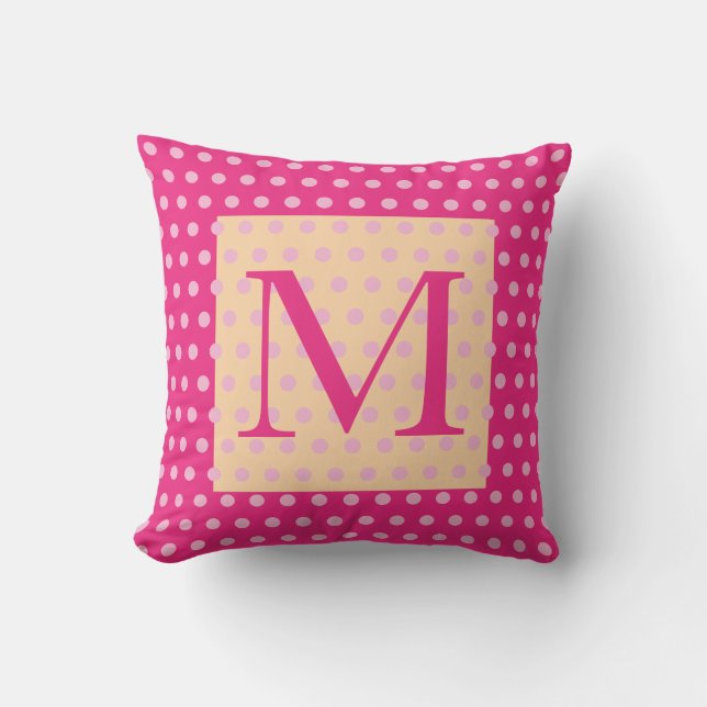Orange Hot Pink Polka Dot Pattern Boho Girly Kissen (Vorderseite)