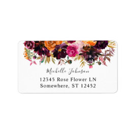 Orange, Hot Pink, & Purple Floral 2 Return Address Adressaufkleber