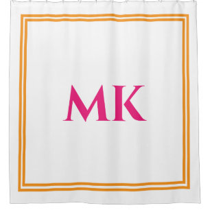 Orange Hot Pink White Monogram Name Stilvolle Deko Duschvorhang