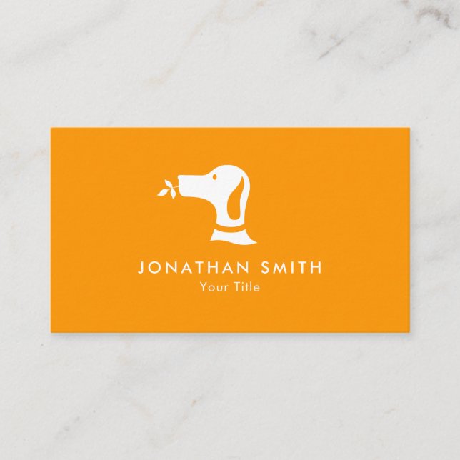 Orange Hund Walking Haustier Sitzen Vet Ernennung Terminkarte (Vorderseite)