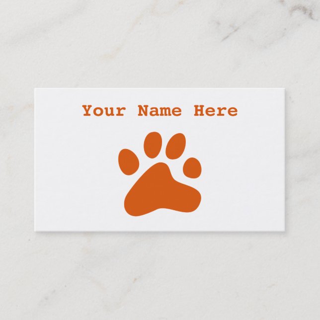 Orange Hundetatze Visitenkarte (Vorderseite)