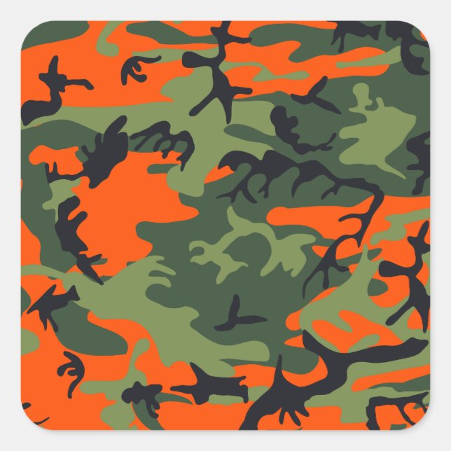 Orange Hunter Camouflage Quadratischer Aufkleber (Vorderseite)