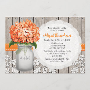 Orange Hydrangea-Maurer-Glas-Brautparty Einladung