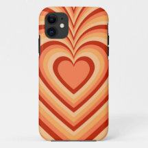 Orange Hypnotic Heart Liebe Pattern