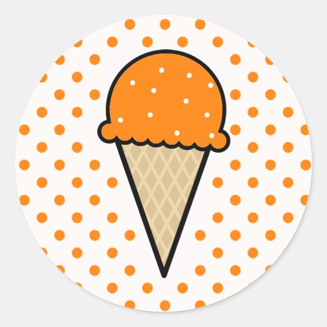 Orange Ice Creme Cone Runder Aufkleber (Vorderseite)