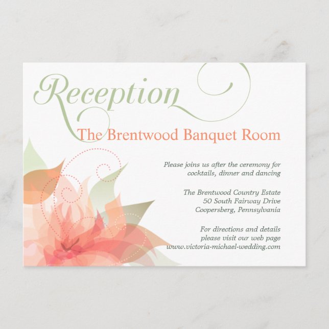 Orange Ice Floral Garden Wedding Empfang Card Begleitkarte (Vorderseite)