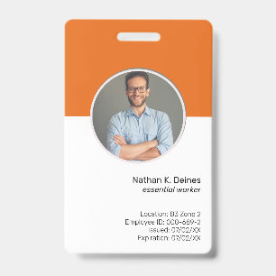 Orange ID Mitarbeiter-Foto-ID Firmen-Sicherheit Ausweis