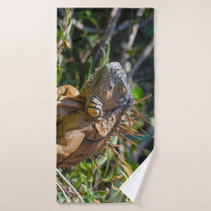 Orange Iguana, Belize Fotografie Badhandtuch Set