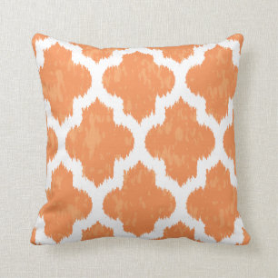 Orange Ikat Quatrefoil klassisches modernes Kissen