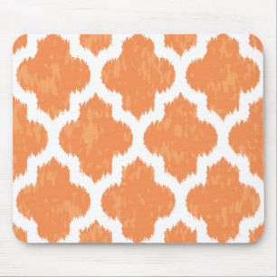 Orange Ikat Quatrefoil klassisches modernes Mousepad