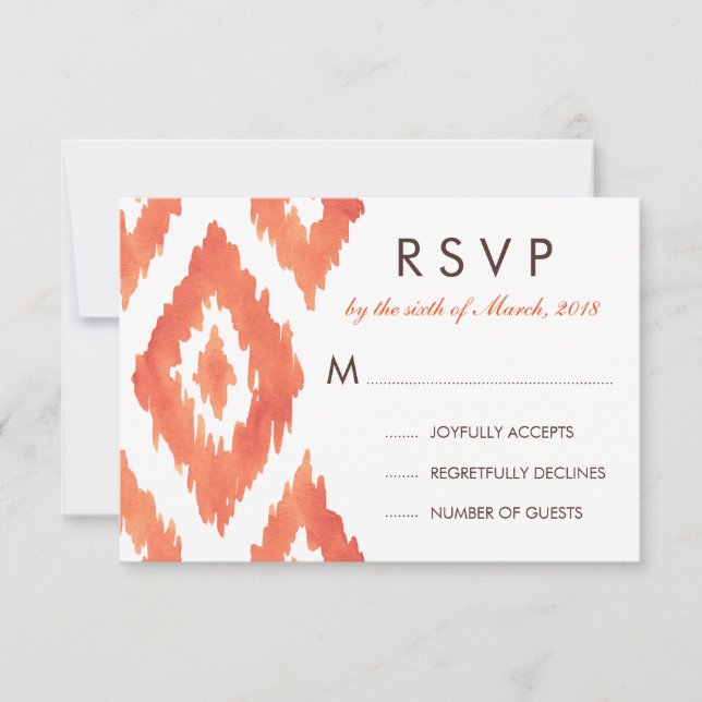 Orange Ikat UAWG RSVP Karte (Vorderseite)