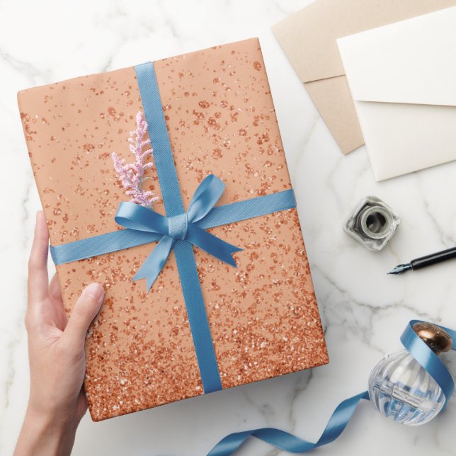Orange Imitats Glitzer Geschenkpapier (Schenken)