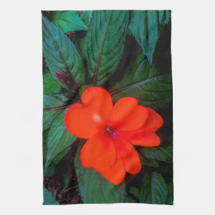 Orange Impatiens Blume Geschirrtuch