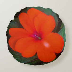 Orange Impatiens Blume Rundes Kissen