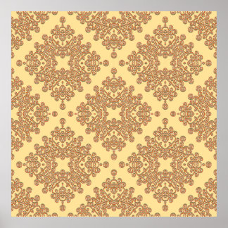 Orange in cremefarbenem arabesque Design Poster