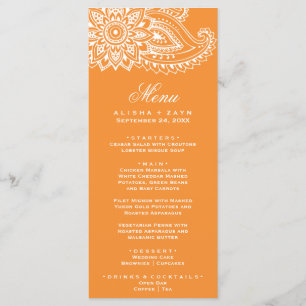 Orange Indian Paisley Dinner Karte