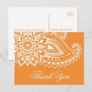 Orange Indian Paisley Vielen Dank Postkarte