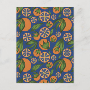 Orange Indigo Fruchtmuster Postkarte