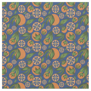 Orange Indigo Fruchtmuster Stoff