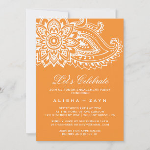 Orange Indisch Paisley Lasst uns feiern Einladung