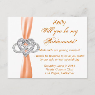 Orange Infinity Heart Bridesmaid Card Einladung