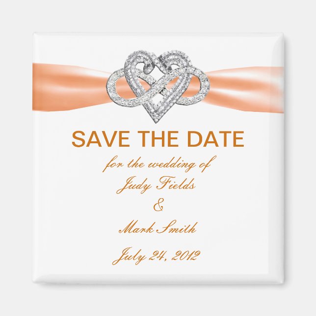 Orange Infinity Heart Save the Date Magnet (Vorne)