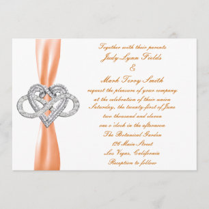 Orange Infinity Heart Wedding Einladung