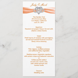 Orange Infinity Heart Wedding Menu Card Menükarte