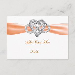 Orange Infinity Heart Wedding Table Platzkarte