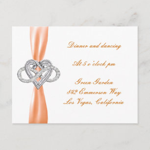 Orange Infinity Herz Hochzeitsempfang Karte