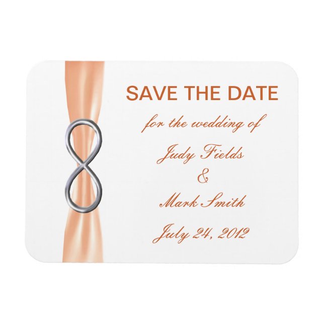 Orange Infinity Wedding speichert das Date Magnet (Horizontal)
