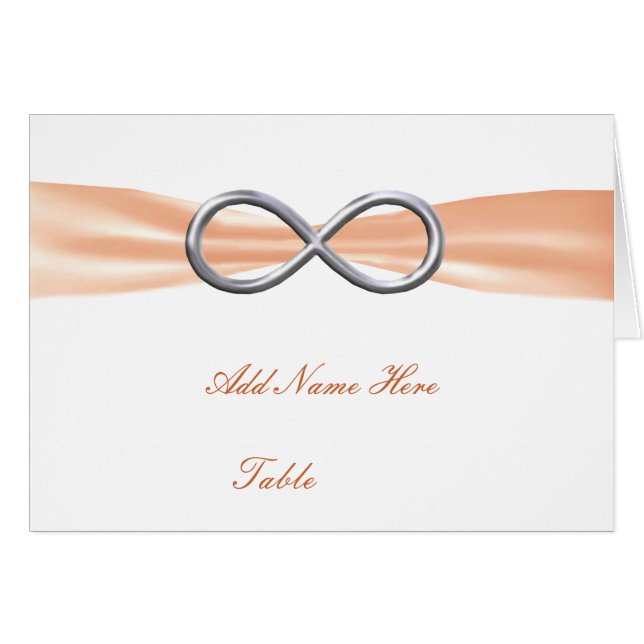 Orange Infinity Wedding Table Platzkarte (Vorderseite (Horizontal))