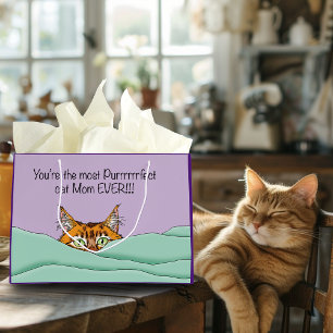 Orange Ingwer Lila Süße Katze Mama Muttertag Große Geschenktüte