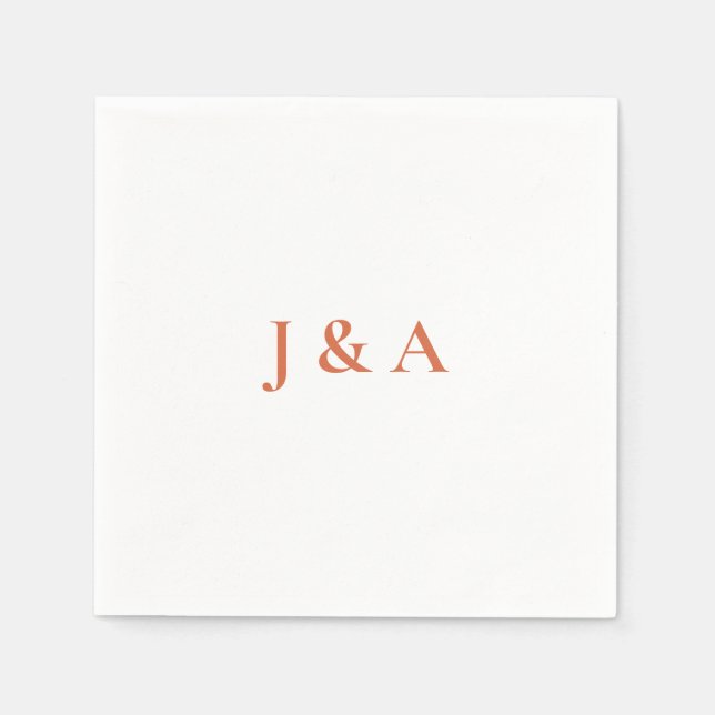 Orange Initials Wedding Napkin Serviette (Vorderseite)