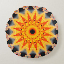 Orange Intricate Mandala Rundes Kissen