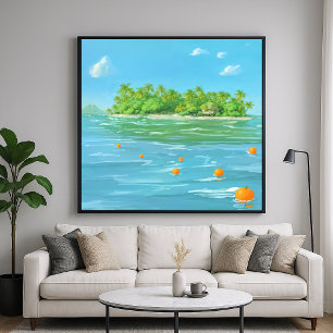 Orange Island - Painterly Seascape Poster