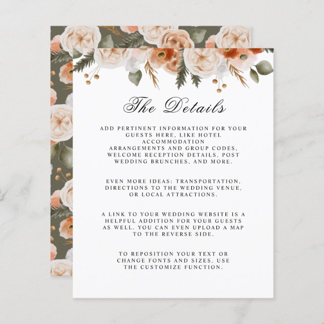 Orange Ivory Moss Blumenladen Details zur Hochzeit (Vorne/Hinten)