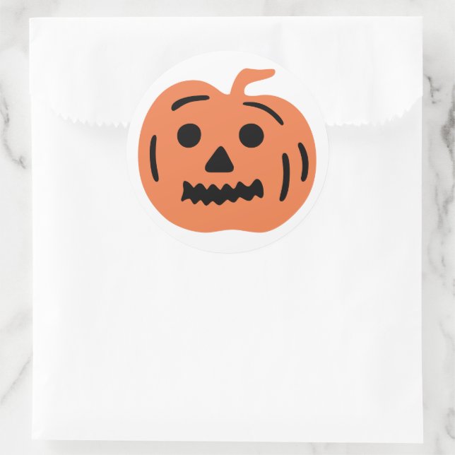 Orange Jack-O-Lantern Halloween Pumpkin Runder Aufkleber (Tasche)