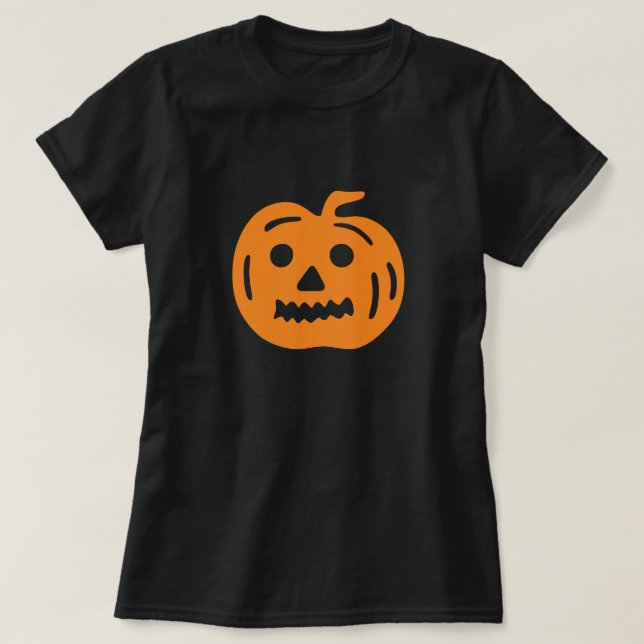 Orange Jack-O-Lantern Pumpkin Halloween T-Shirt (Design vorne)